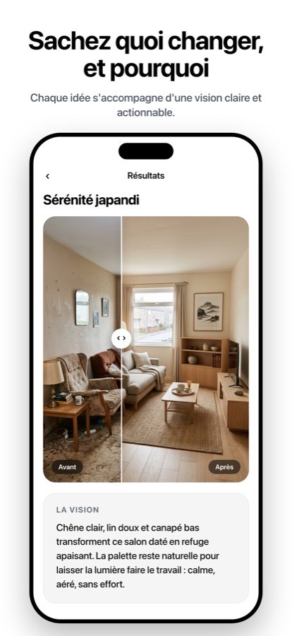 Plusieurs directions déco générées à partir d'une photo de pièce