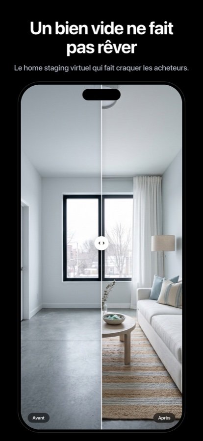 Mode Ranger : pièce encombrée transformée en photo d'annonce immobilière