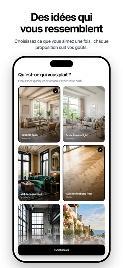 HomeMaxxing apprend vos goûts déco au fil des designs gardés